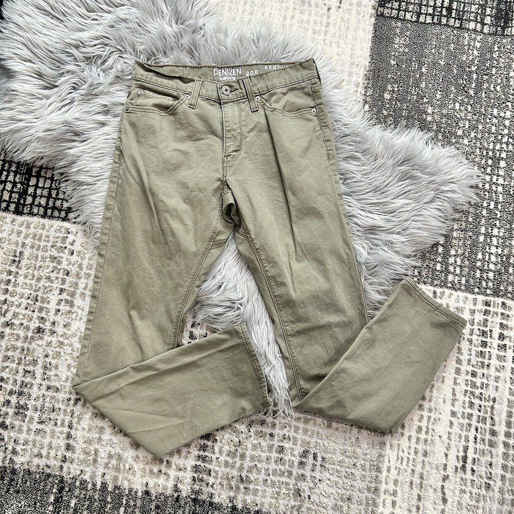 Denizen From Levi's 208 Regular Taper Fit Size 29W 32L Olive Green‎